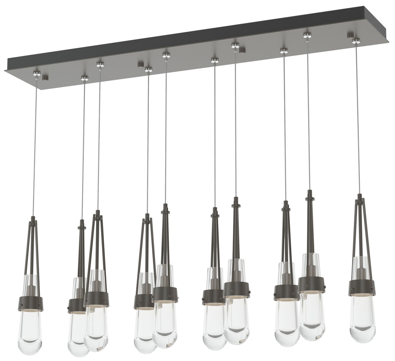 Link 10-Light Clear Rectangular Pendant - Dark Smoke - Clear Made to Order