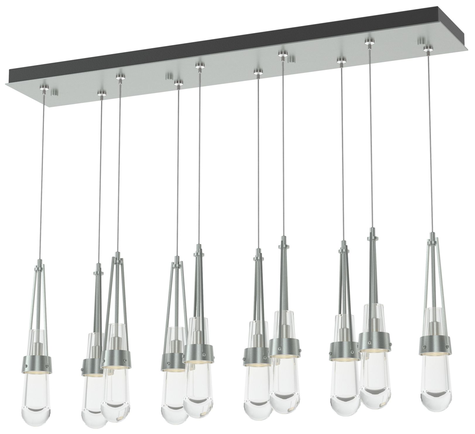 Link 10-Light Clear Rectangular Pendant - Platinum - Clear - Made to Order