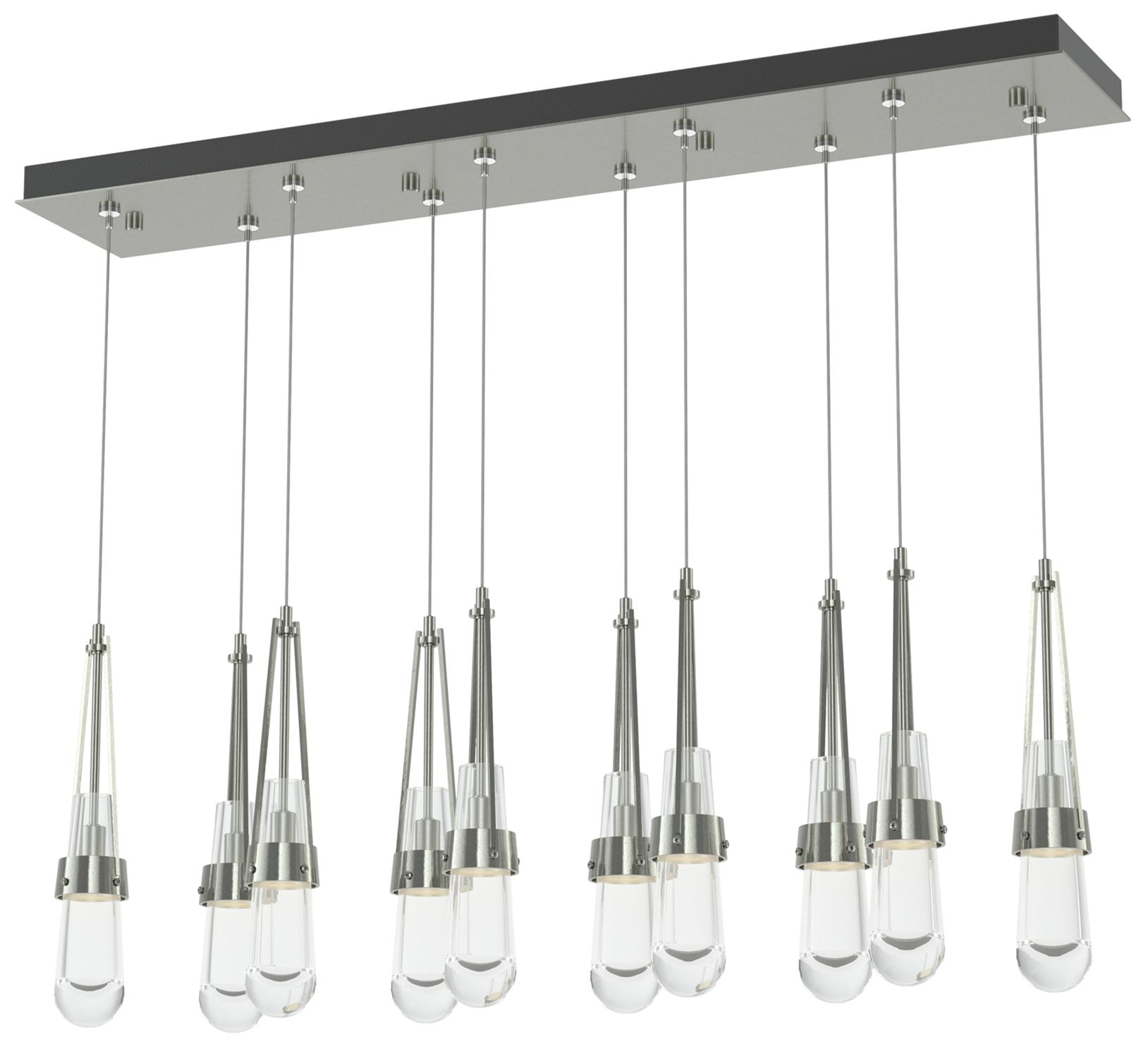 Link 10-Light Clear Rectangular Pendant - Sterling - Clear - Made to Order