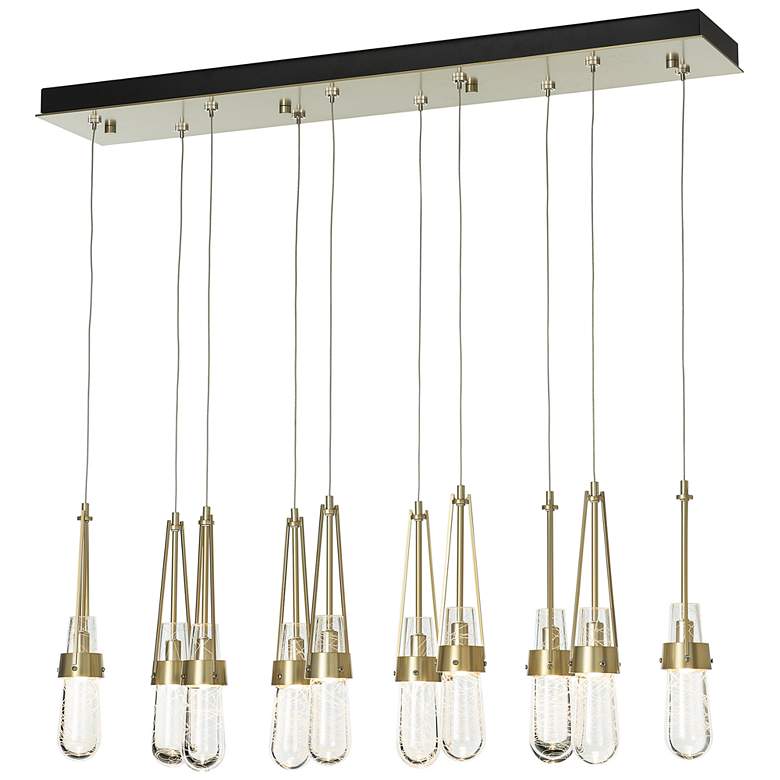 Image 1 Link 10-Light Glass Rectangular Pendant - Brass - Standard Height