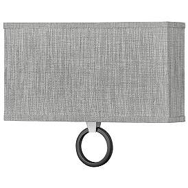 Image1 of Link 11 3/4" High Nickel with Gray Linen Shade Wall Sconce