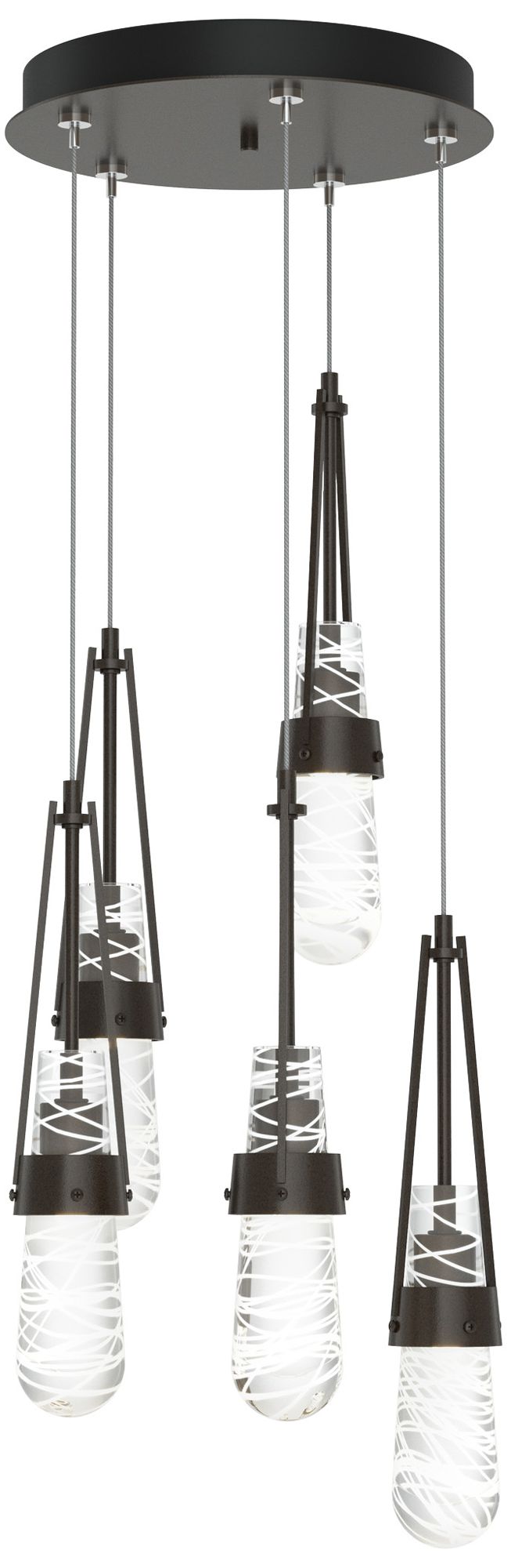 Link 13" 5-Light Rubbed Bronze Long Pendant White Threaded S Made to O