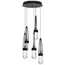 Link 13" Wide 5-Light Black Long Pendant With Clear Glass Shade