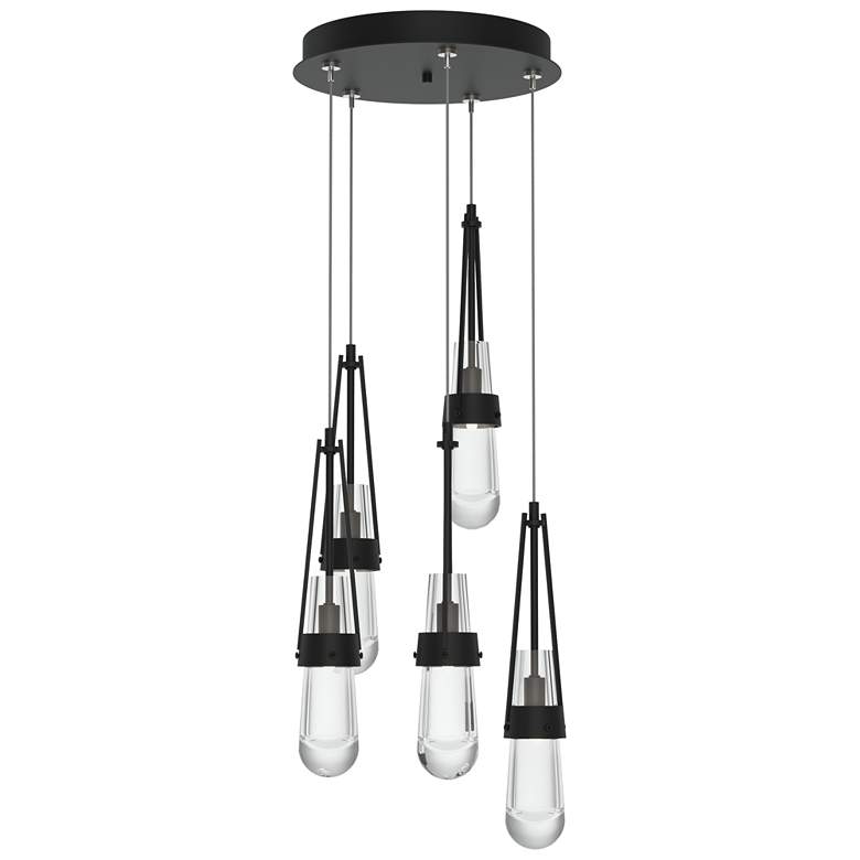 Image 1 Link 13" Wide 5-Light Black Standard Pendant With Clear Glass Shade