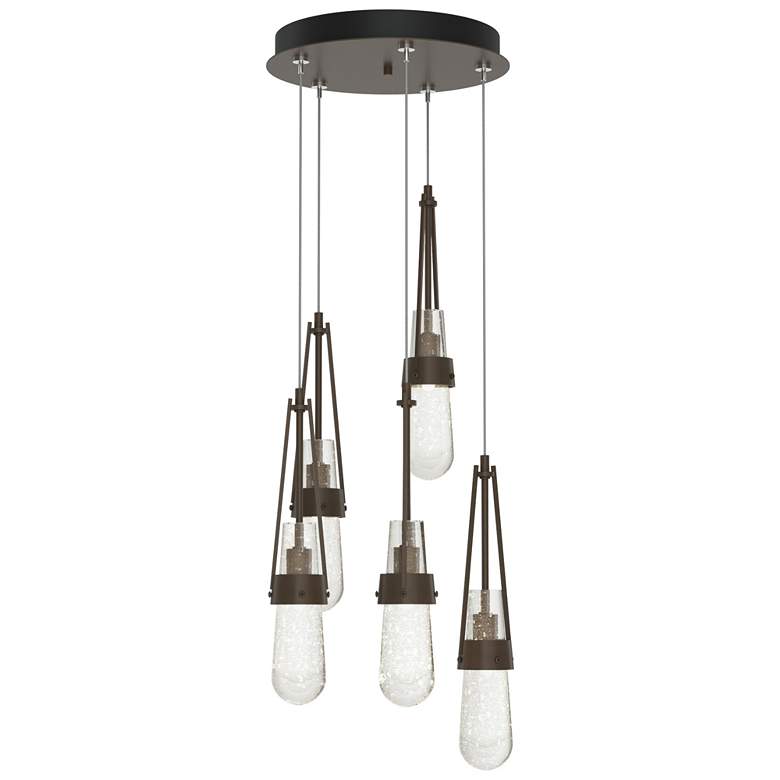 Image 1 Link 13" Wide 5-Light Bronze Long Pendant With Clear Bubble Glass Shad