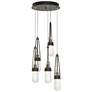 Link 13" Wide 5-Light Bronze Long Pendant With Clear Bubble Glass Shad