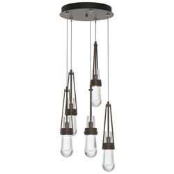 Link 13&quot; Wide 5-Light Bronze Long Pendant With Clear Glass Shade