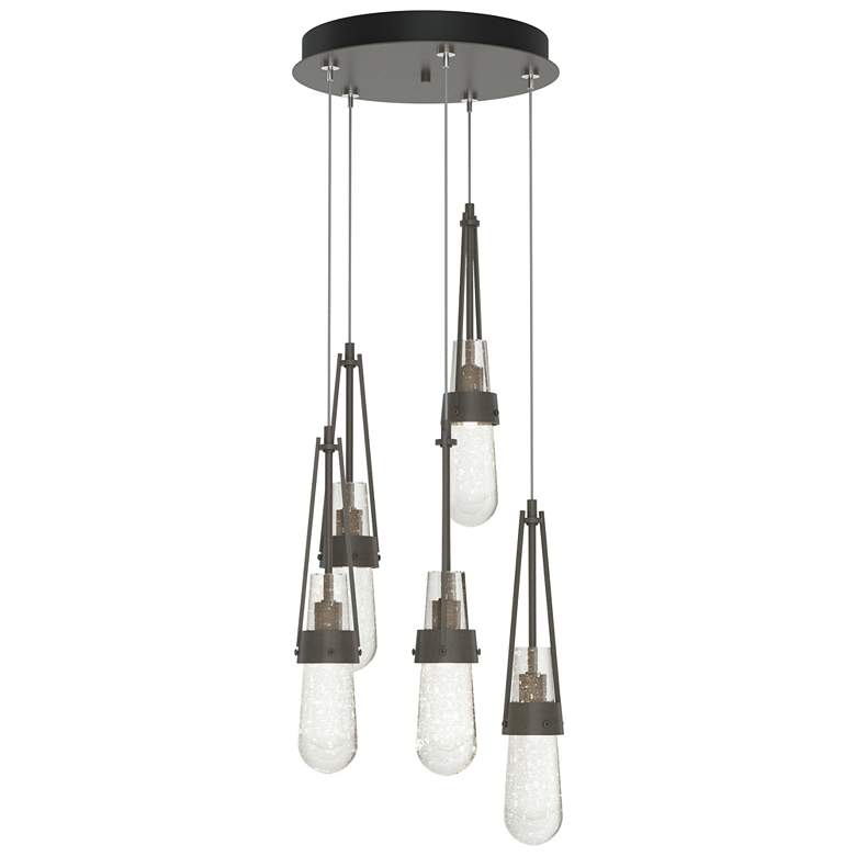 Image 1 Link 13" Wide 5-Light Dark Smoke Long Pendant With Clear Bubble Glass