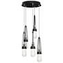 Link 13" Wide 5-Light Ink Long Pendant With Clear Bubble Glass Shade