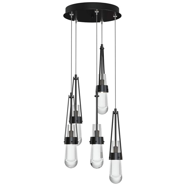Image 1 Link 13 inch Wide 5-Light Ink Long Pendant With Clear Glass Shade