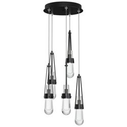 Link 13&quot; Wide 5-Light Ink Long Pendant With Clear Glass Shade