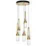 Link 13" Wide 5-Light Modern Brass Long Pendant w/ Clear Bubble Glass