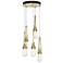 Link 13" Wide 5-Light Modern Brass Long Pendant w/ Clear Bubble Glass