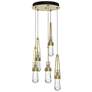 Link 13" Wide 5-Light Modern Brass Long Pendant With Clear Glass Shade