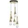 Link 13" Wide 5-Light Modern Brass Long Pendant With Clear Glass Shade