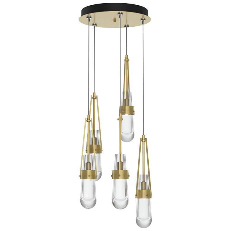 Image 1 Link 13" Wide 5-Light Modern Brass Standard Pendant With Clear Glass S