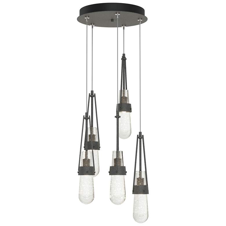 Image 1 Link 13" Wide 5-Light Natural Iron Standard Pendant With Bubble Glass 