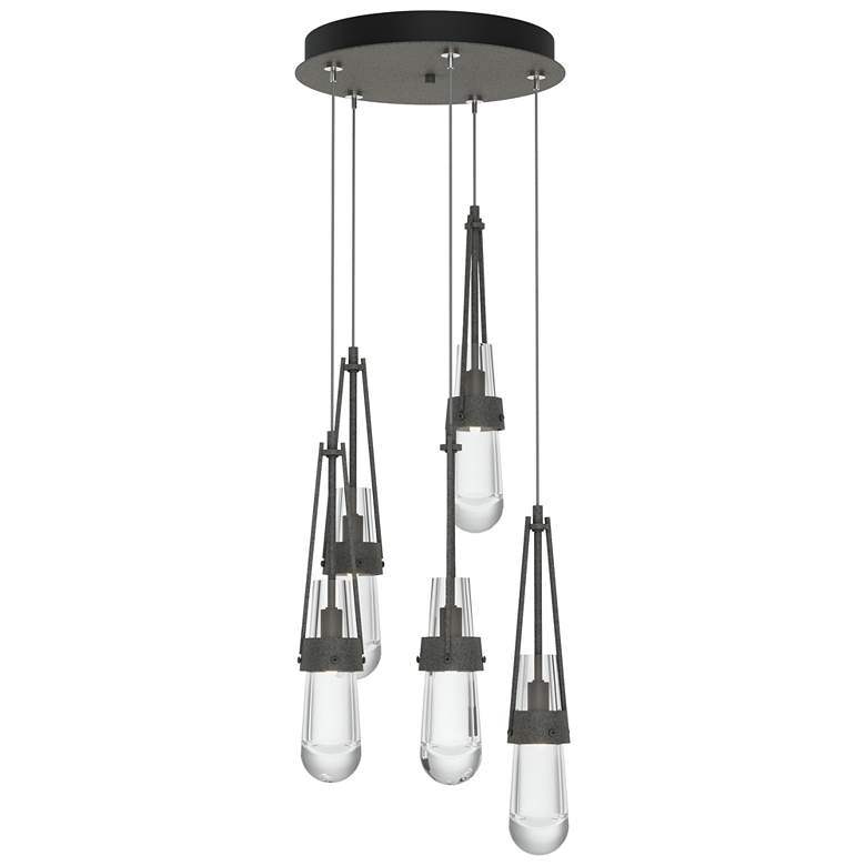 Image 1 Link 13" Wide 5-Light Natural Iron Standard Pendant With Clear Glass S