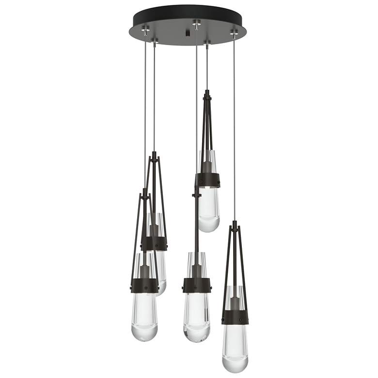 Image 1 Link 13 inch Wide 5-Light Oil Rubbed Bronze Long Pendant With Clear Glass 