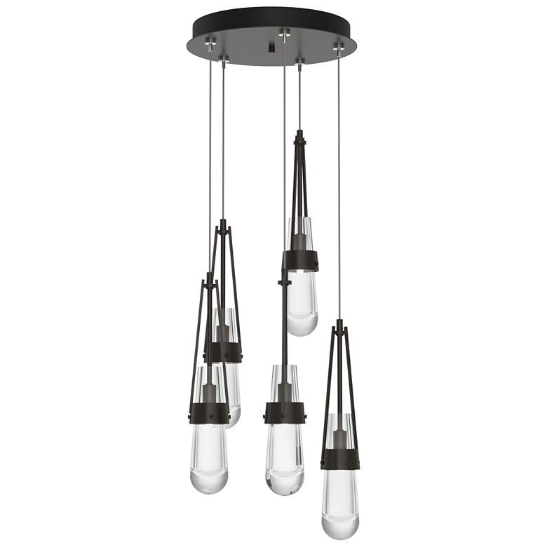 Image 1 Link 13" Wide 5-Light Oil Rubbed Bronze Long Pendant With Clear Glass