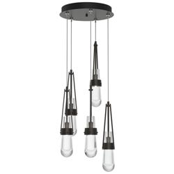 Link 13&quot; Wide 5-Light Oil Rubbed Bronze Long Pendant With Clear Glass
