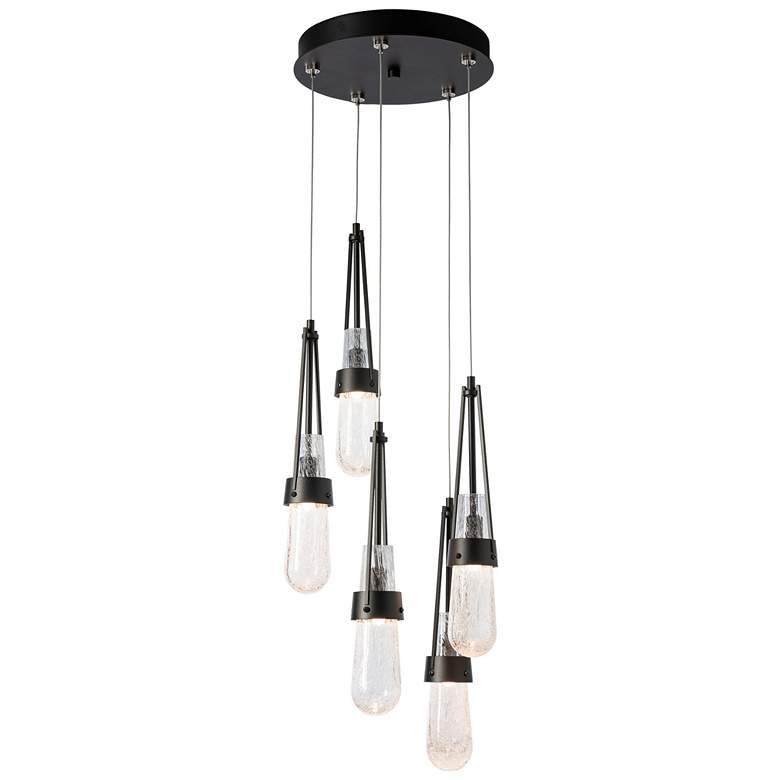 Image 1 Link 13" Wide 5-Light Oil Rubbed Bronze Pendant With Bubble Glass