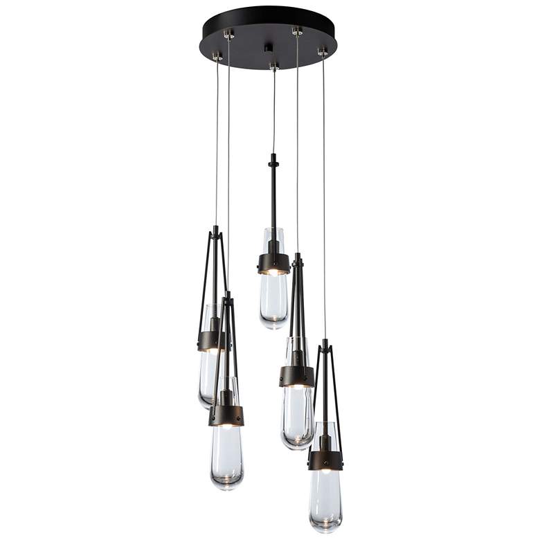 Image 1 Link 13" Wide 5-Light Oil Rubbed Bronze Pendant With Clear Glass
