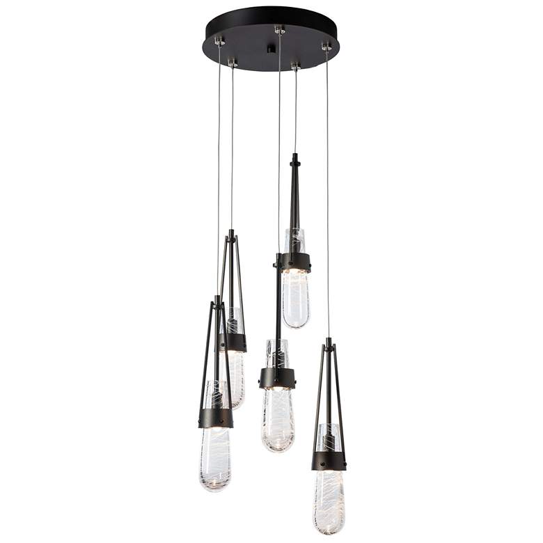 Image 1 Link 13" Wide 5-Light Oil Rubbed Bronze Pendant With White and Clear G