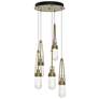 Link 13" Wide 5-Light Soft Gold Long Pendant With Clear Bubble Glass S