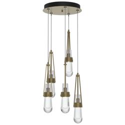 Link 13&quot; Wide 5-Light Soft Gold Long Pendant With Clear Glass Shade