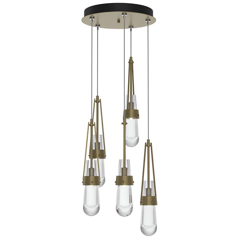 Image 1 Link 13" Wide 5-Light Soft Gold Standard Pendant With Clear Glass Shad