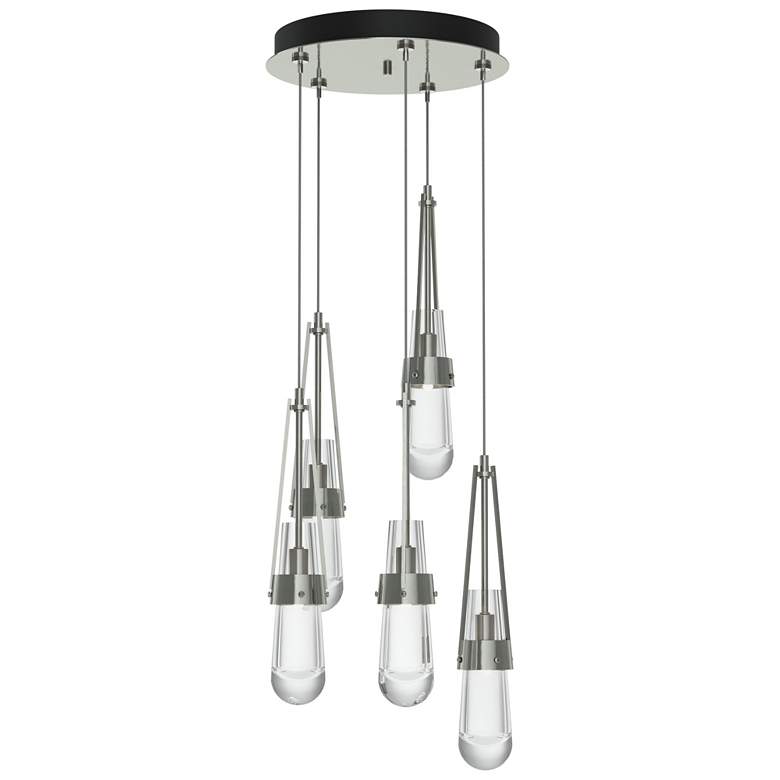 Image 1 Link 13" Wide 5-Light Sterling Long Pendant With Clear Glass Shade