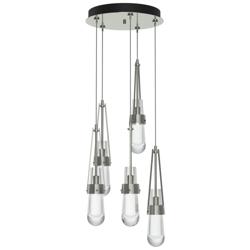 Link 13&quot; Wide 5-Light Sterling Long Pendant With Clear Glass Shade