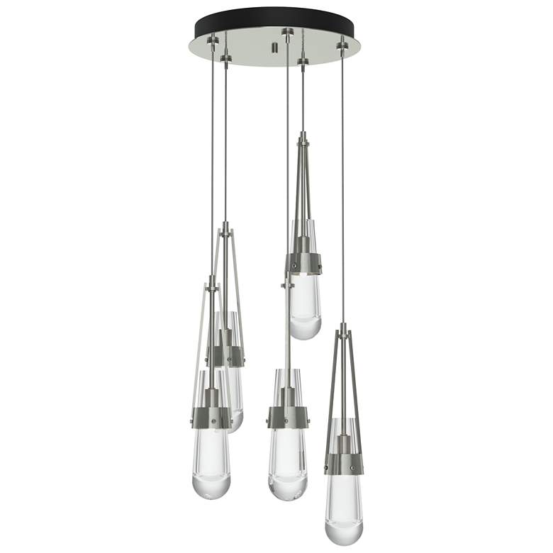 Image 1 Link 13" Wide 5-Light Sterling Standard Pendant With Clear Glass Shade