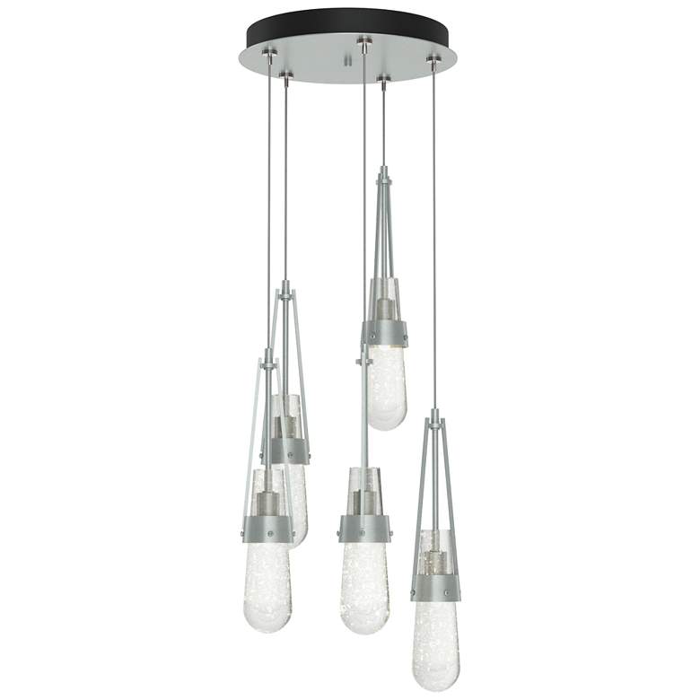 Image 1 Link 13" Wide 5-Light Vintage Platinum Standard Pendant w/ Bubble Shad