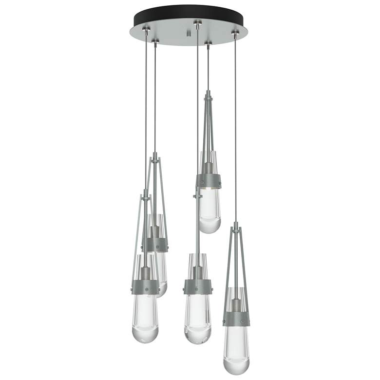 Image 1 Link 13" Wide 5-Light Vintage Platinum Standard Pendant w/ Clear Shade