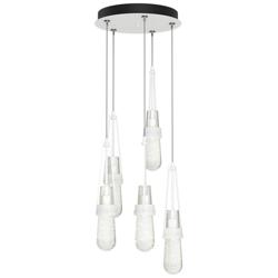 Link 13&quot; Wide 5-Light White Long Pendant With Clear Bubble Glass Shade
