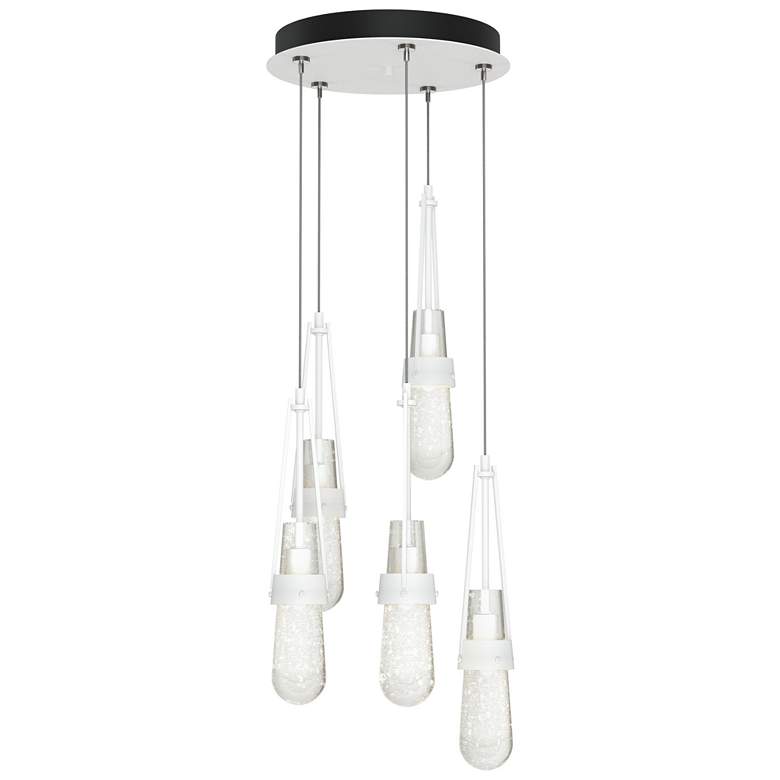 Image 1 Link 13 inch Wide 5-Light White Long Pendant With Clear Bubble Glass Shade