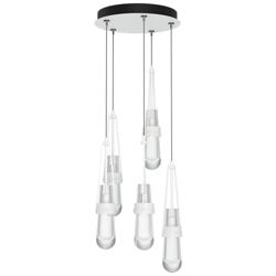 Link 13&quot; Wide 5-Light White Long Pendant With Clear Glass Shade