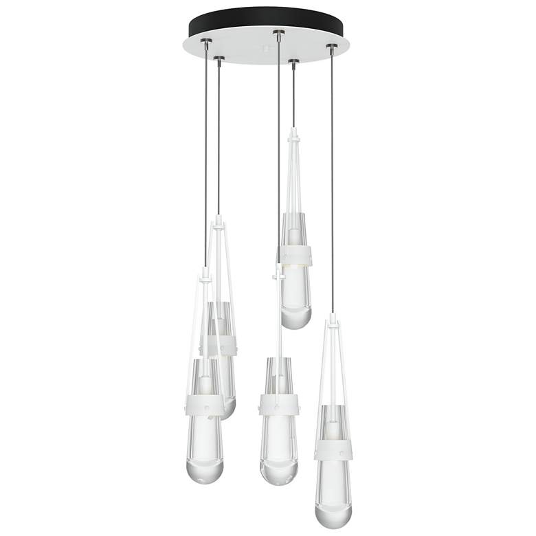 Image 1 Link 13" Wide 5-Light White Long Pendant With Clear Glass Shade