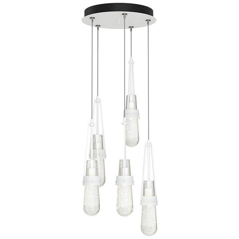 Image 1 Link 13" Wide 5-Light White Standard Pendant With Bubble Glass Shade