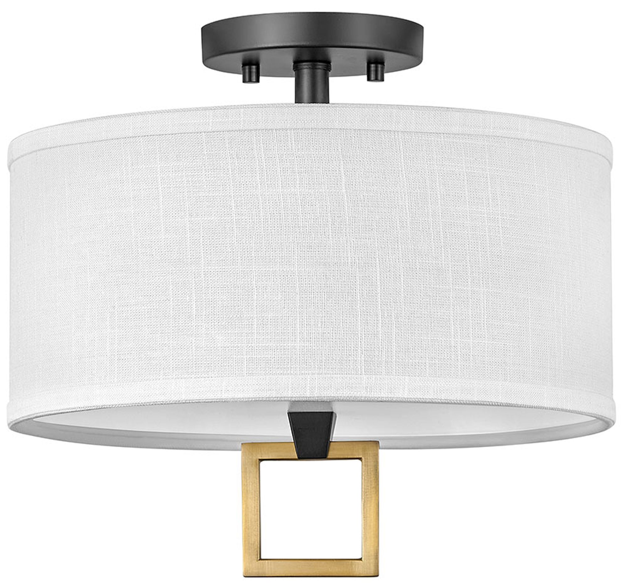 Image Link 13" Wide Black with Off-White Shade Ceiling Light