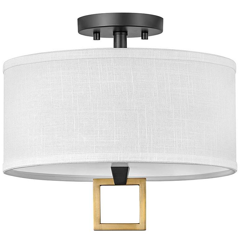 Image 1 Link 13 inch Wide Black with Off-White Shade Ceiling Light