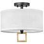 Link 13" Wide Black with Off-White Shade Ceiling Light