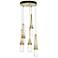 Link 13"W 5-Light Brass Long Pendant w/ Clear White Threaded Glass Sha