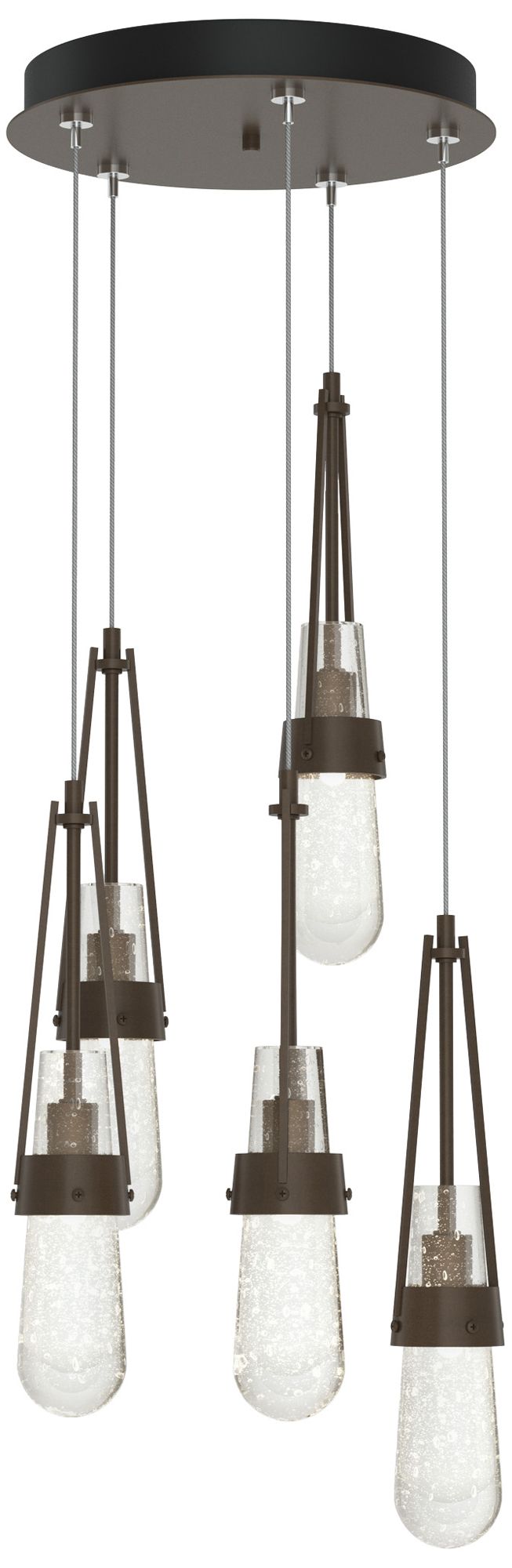 Link 13"W 5-Light Bronze Long Pendant With Clear Glass Shad Made to Or