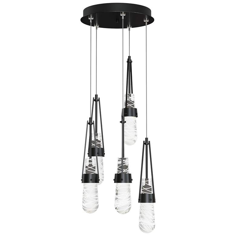 Image 1 Link 13"W 5-Light Ink Long Pendant w/ Clear Glass w/ White Threading S