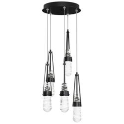 Link 13&quot;W 5-Light Ink Long Pendant w/ Clear Glass w/ White Threading S