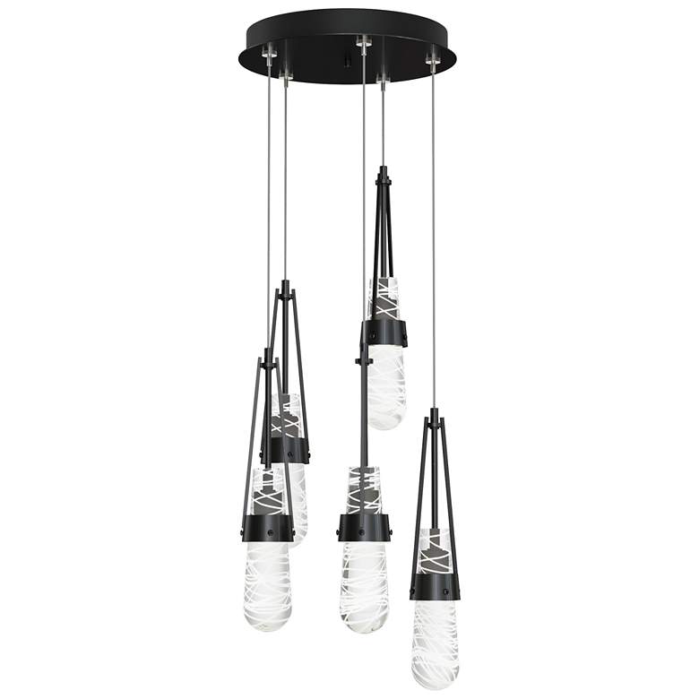 Image 1 Link 13"W 5-Light Ink Standard Pendant w/ Clear White Threaded Shade