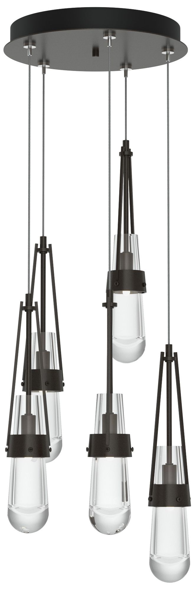 Link 13"W 5-Light Oil Rubbed Bronze Long Pendant w/Glass Made to Order